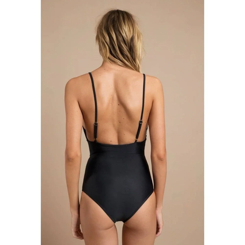 BEACH RIOT BRIDGET EMBELLISHED ONE PIECE SWIMSUIT - BLACK NWOT Size S - Picture 3 of 9